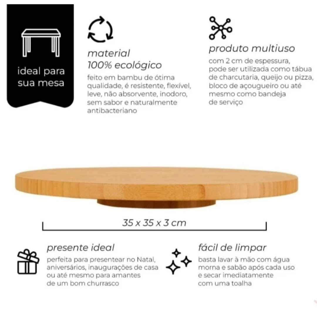 Tábua de Mesa em Bambu Giratóra