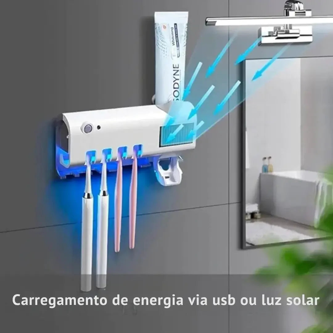 Esterilizador de Escova Dental UV e Dispensador de Pasta