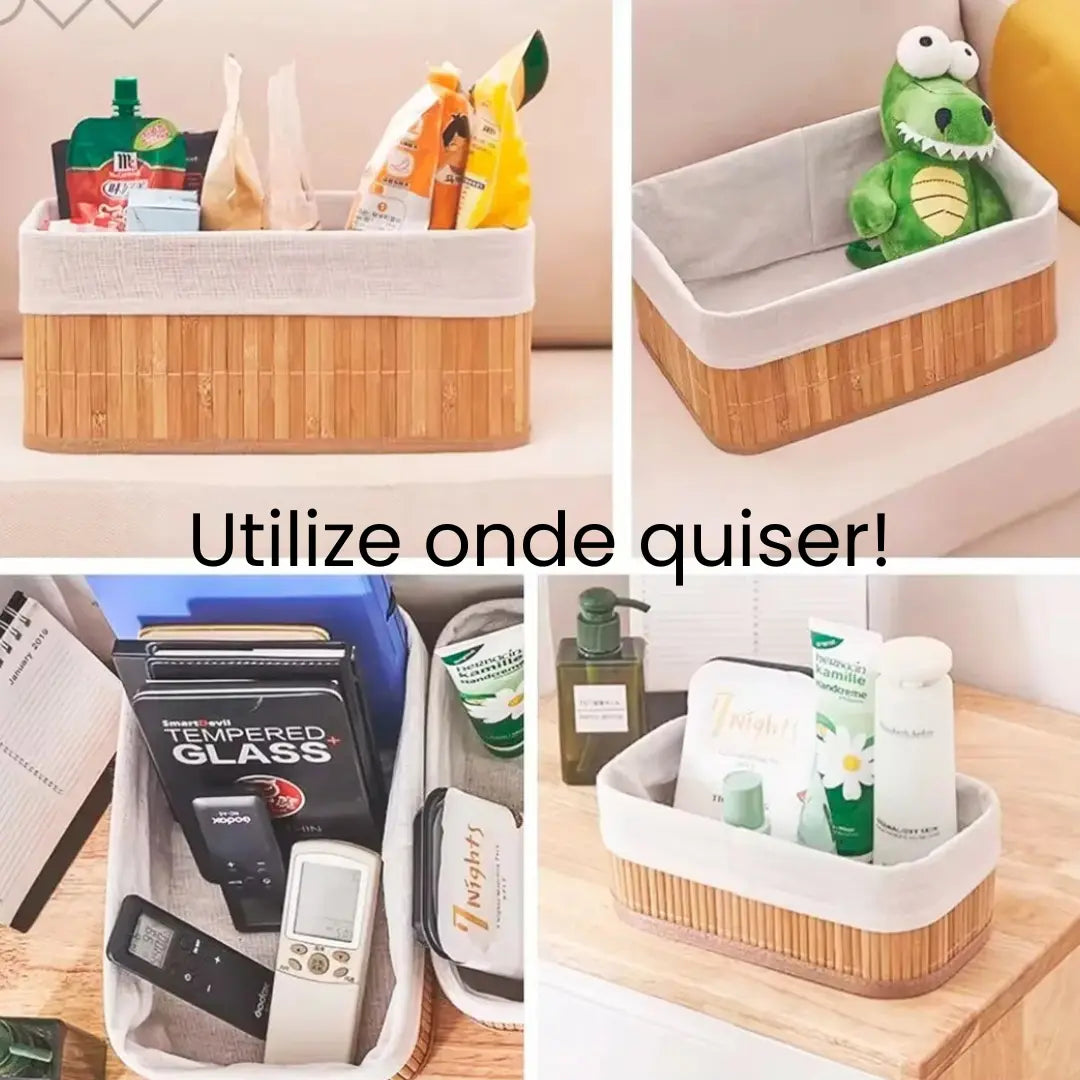 Cestos Organizadores de Bambu Kit 3