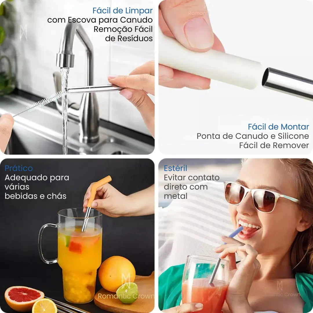 Copo Térmico Inox Portátil com Tampa e Canudo 1200ML