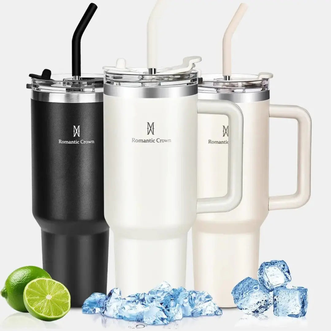 Copo Térmico Inox Portátil com Tampa e Canudo 1200ML