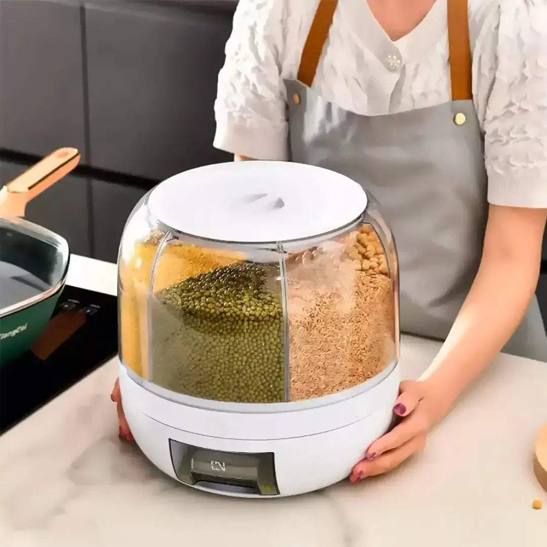 Dispensador Organizador Giratório 360° para Arroz e Grãos