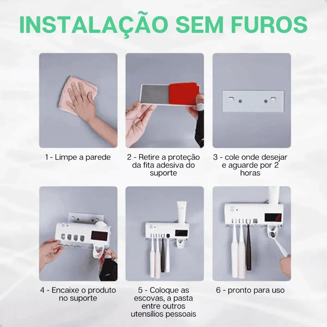Esterilizador de Escova Dental UV e Dispensador de Pasta