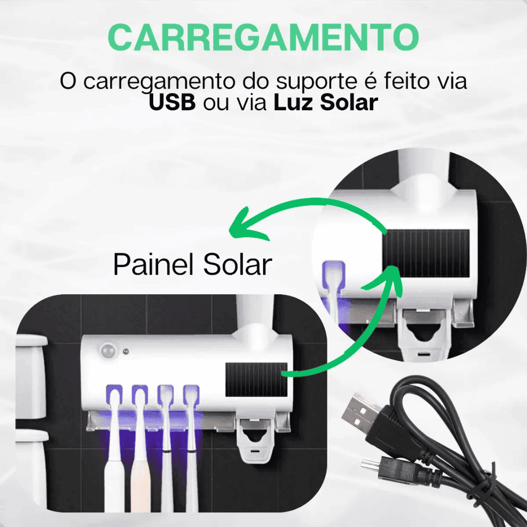 Esterilizador de Escova Dental UV e Dispensador de Pasta