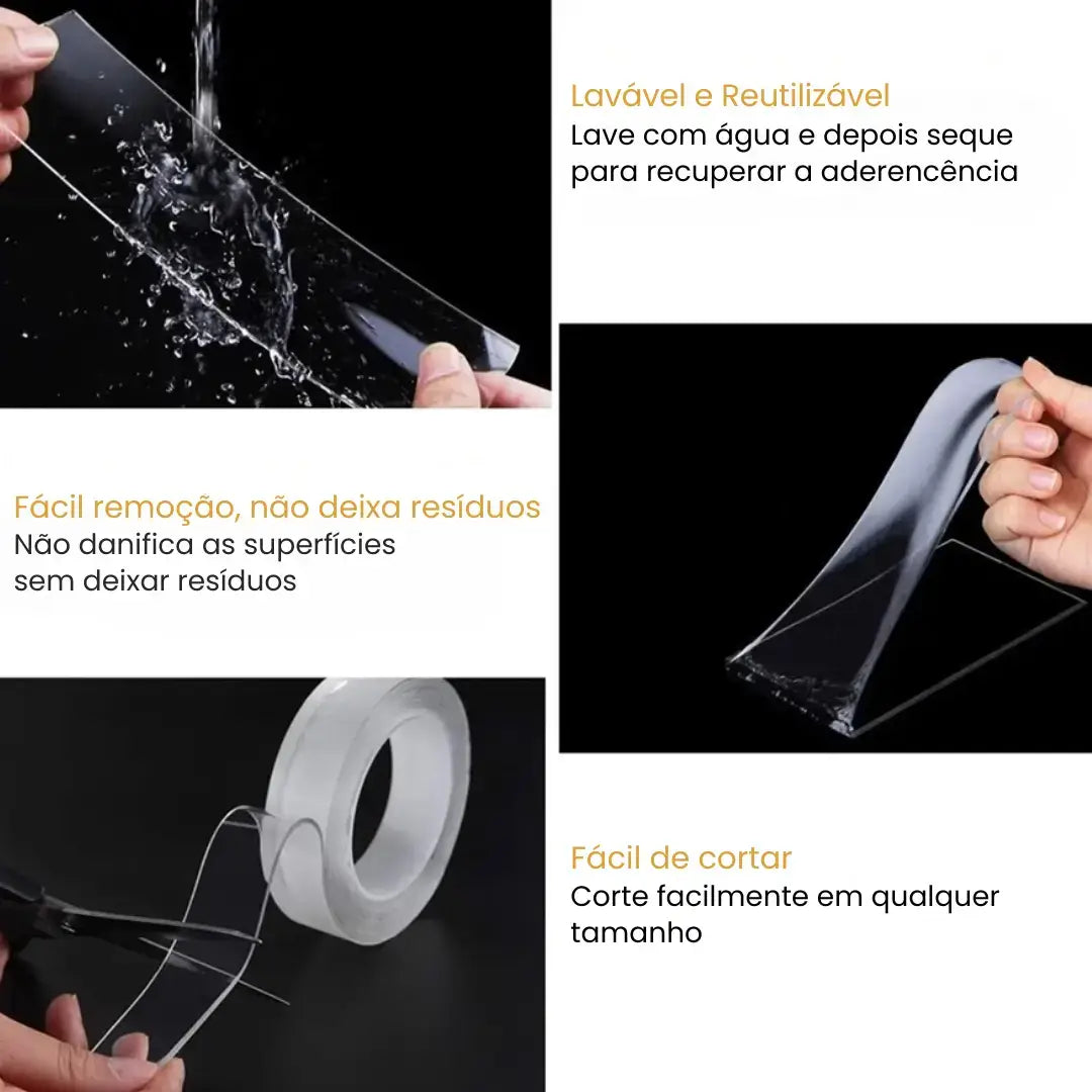 Fita Adesiva Dupla Face Extra Forte Transparente NanoGel