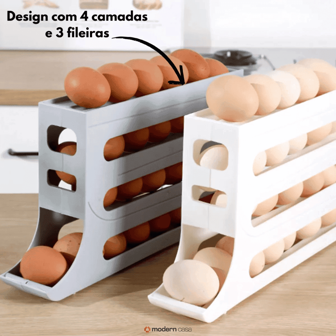 Organizador Porta-Ovos com Rolagem Automática