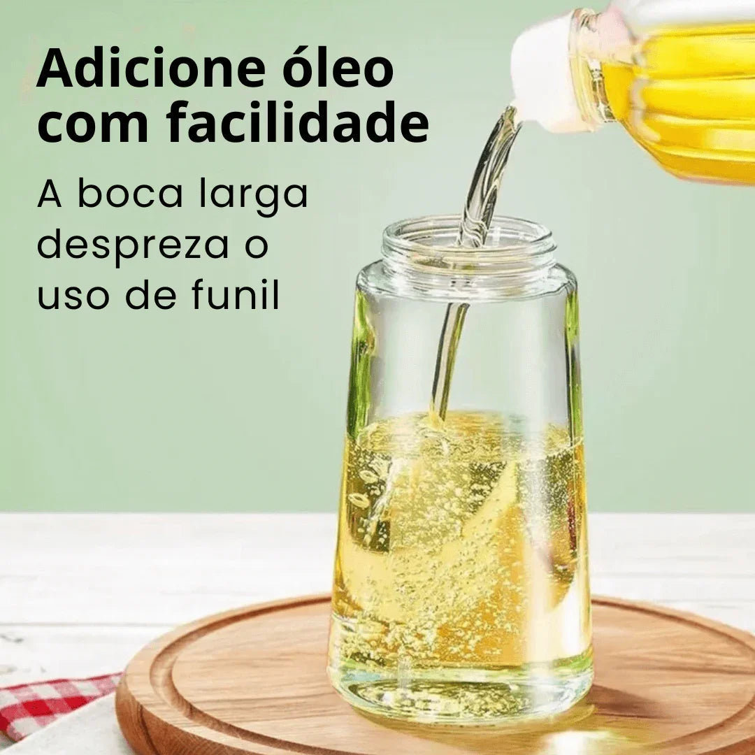 Porta Azeite de Vidro 2 em 1 Spray e Borrifador