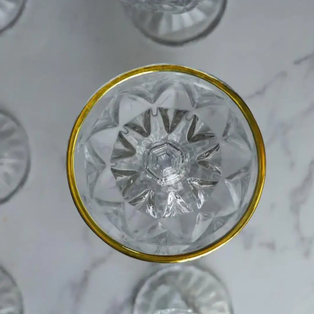 Taças de Vidro com Borda Dourada Diamond Jogo de 6 Peças