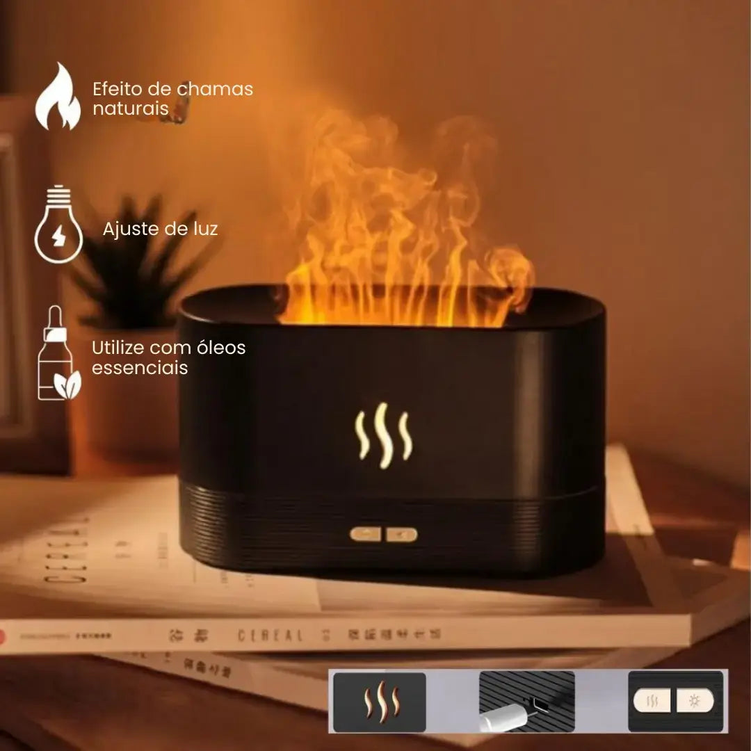 Umidificador Difusor de Aromas Lareira Aromaterapia