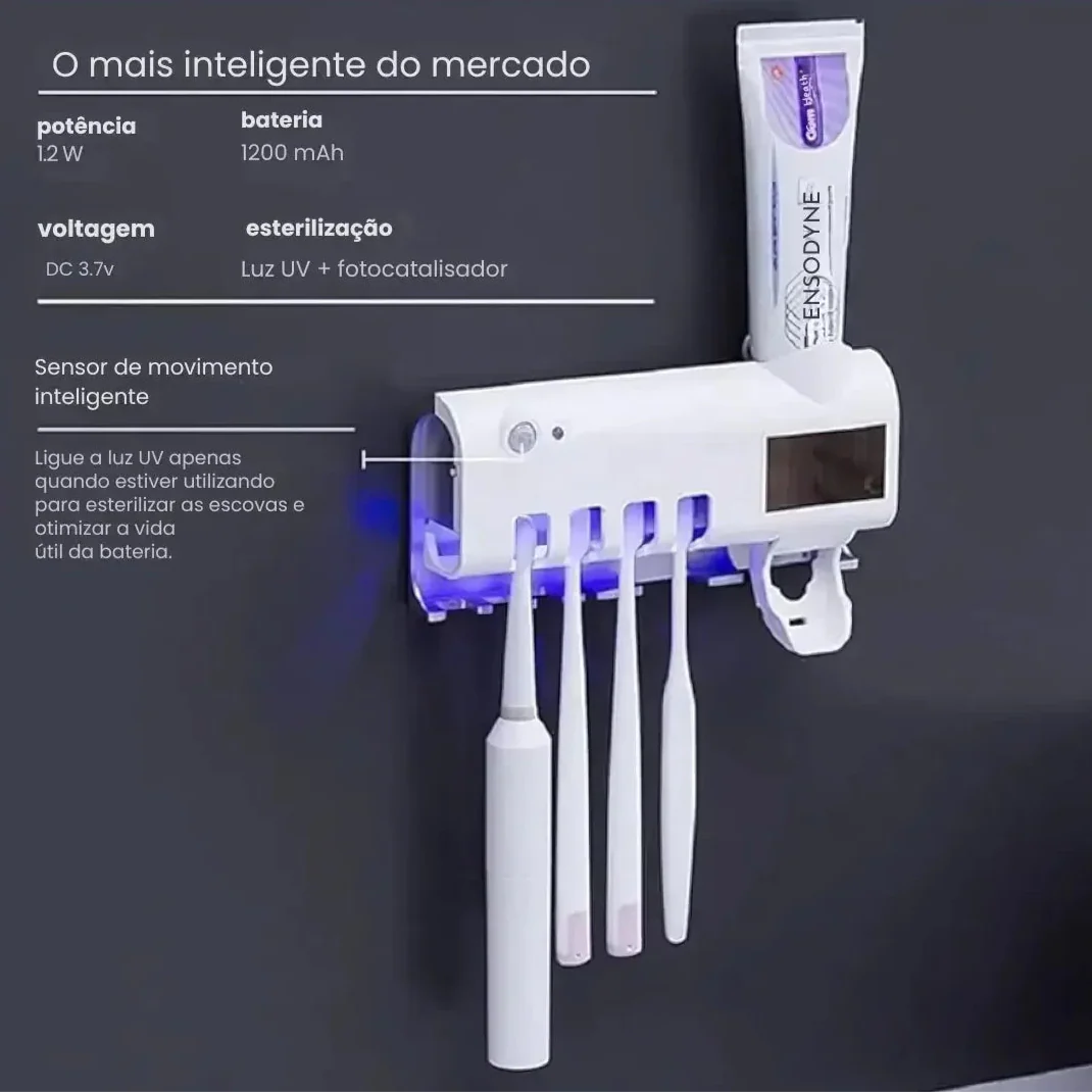 Esterilizador de Escova Dental UV e Dispensador de Pasta
