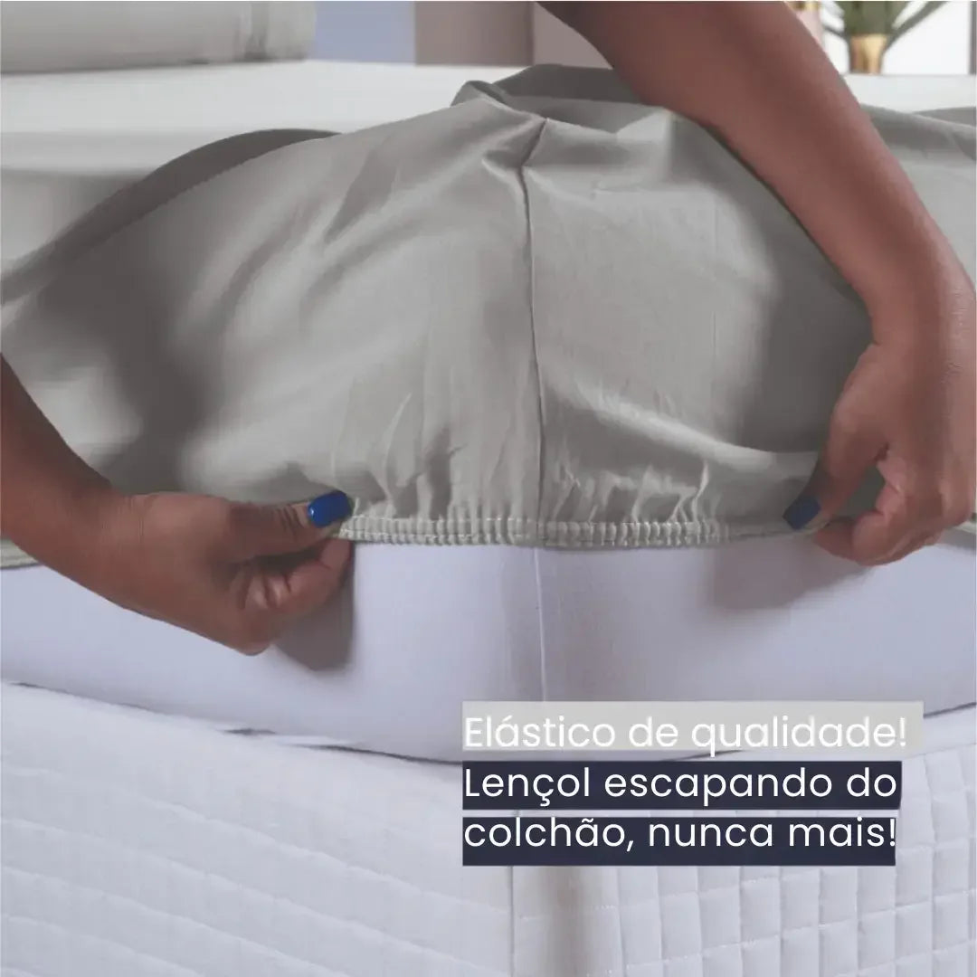Jogo de Lençol 400 Fios Micro Percal Ponto Palito