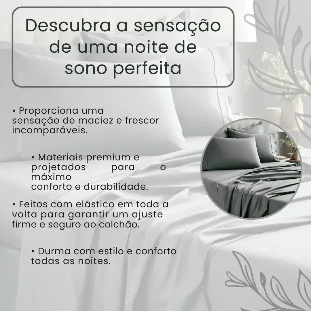 Jogo de Lençol 400 Fios Micro Percal Ponto Palito