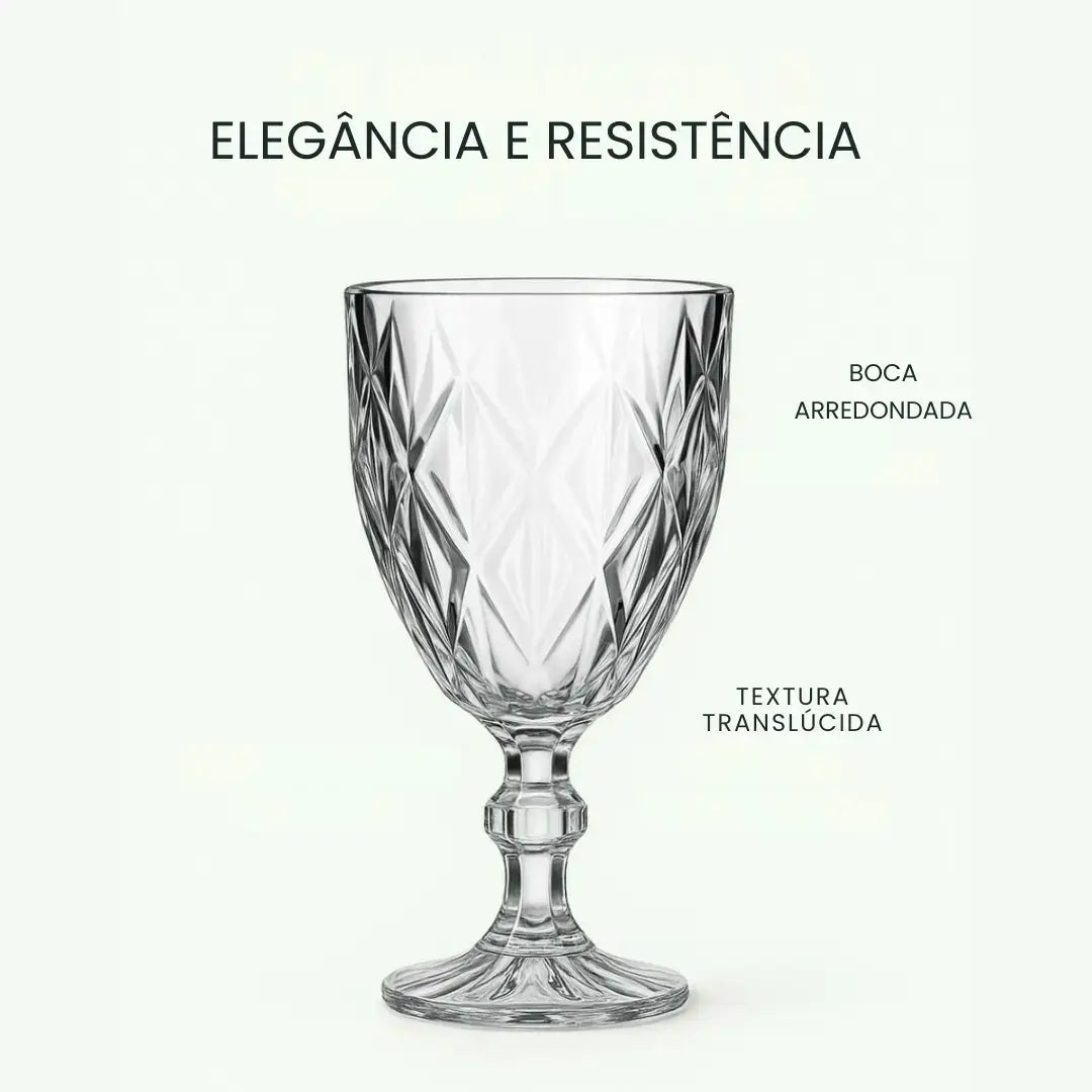 Jogo de Taças Diamond 6 peças Transparente