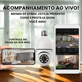 Câmera Segurança Lâmpada Wifi 360° Full HD
