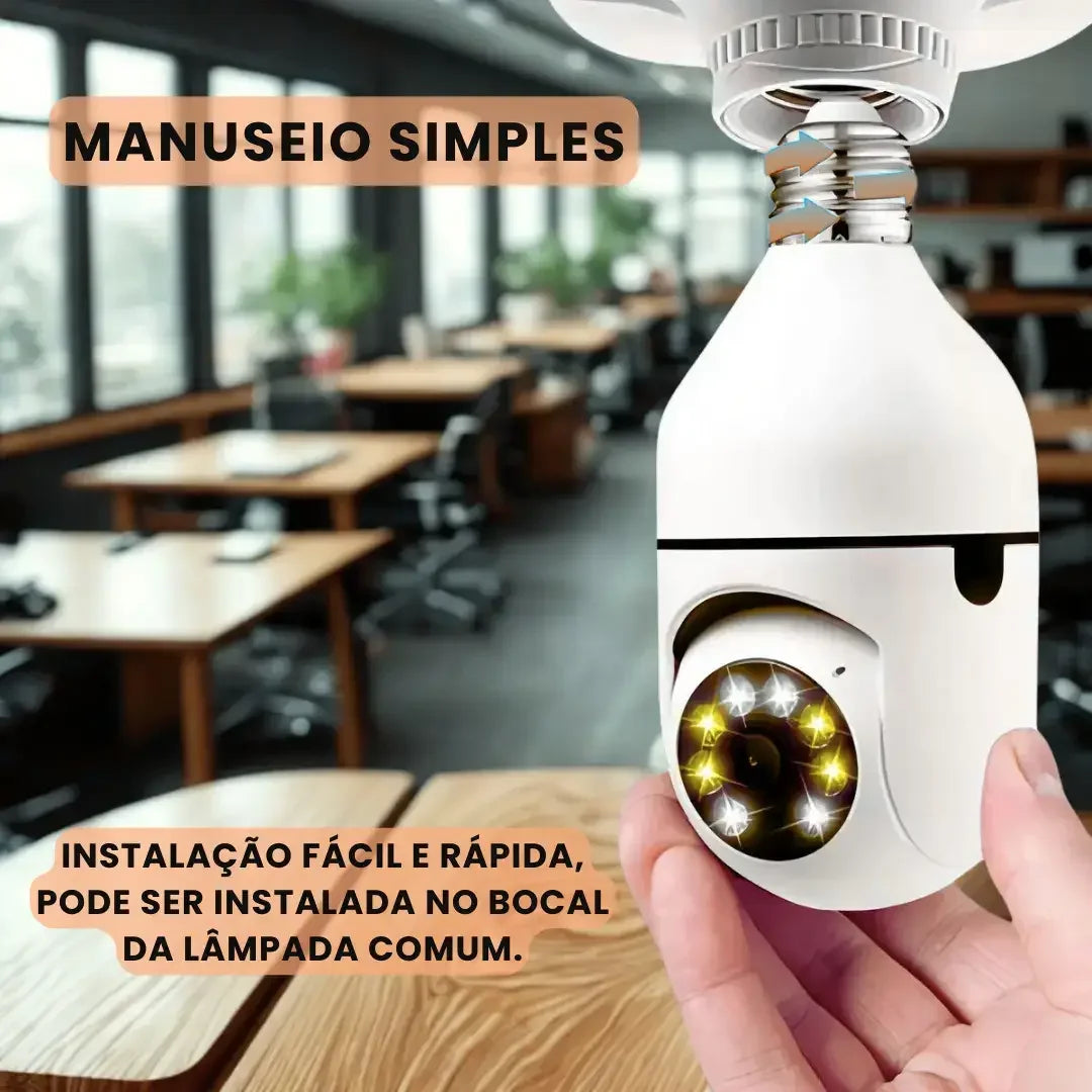 Câmera Segurança Lâmpada Wifi 360° Full HD