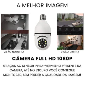 Câmera Segurança Lâmpada Wifi 360° Full HD