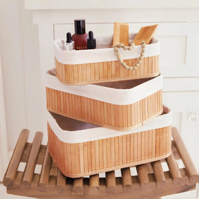 Cestos Organizadores de Bambu Kit 3