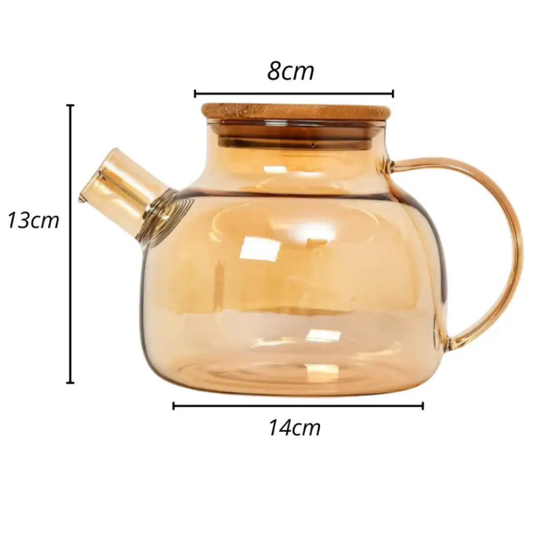 Chaleira de Vidro com Tampa de Bambu