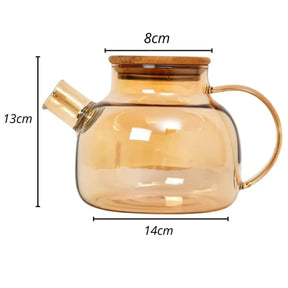 Chaleira de Vidro com Tampa de Bambu