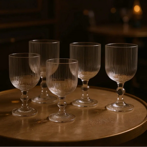 Taças Caneladas de Vidro Conjunto com 6 Peças