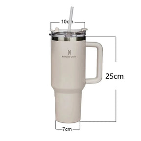 Copo Térmico Inox Portátil com Tampa e Canudo 1200ML