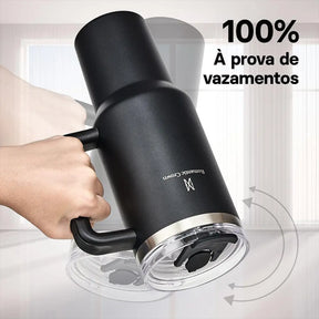Copo Térmico Inox Portátil com Tampa e Canudo 1200ML