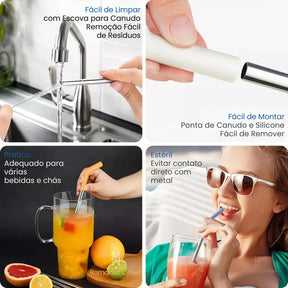 Copo Térmico Inox Portátil com Tampa e Canudo 1200ML