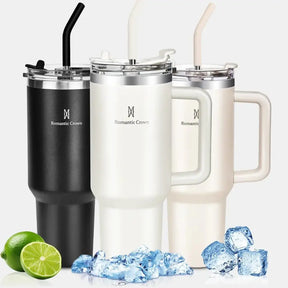 Copo Térmico Inox Portátil com Tampa e Canudo 1200ML