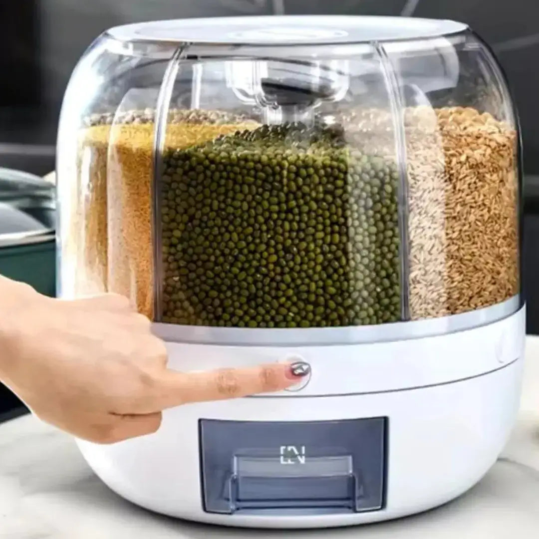 Dispensador Organizador Giratório 360° para Arroz e Grãos