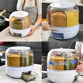 Dispensador Organizador Giratório 360° para Arroz e Grãos