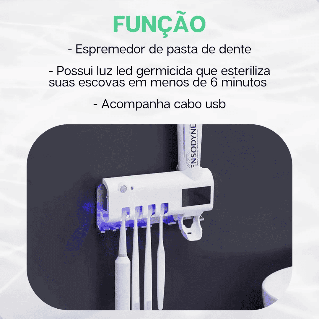 Esterilizador de Escova Dental UV e Dispensador de Pasta