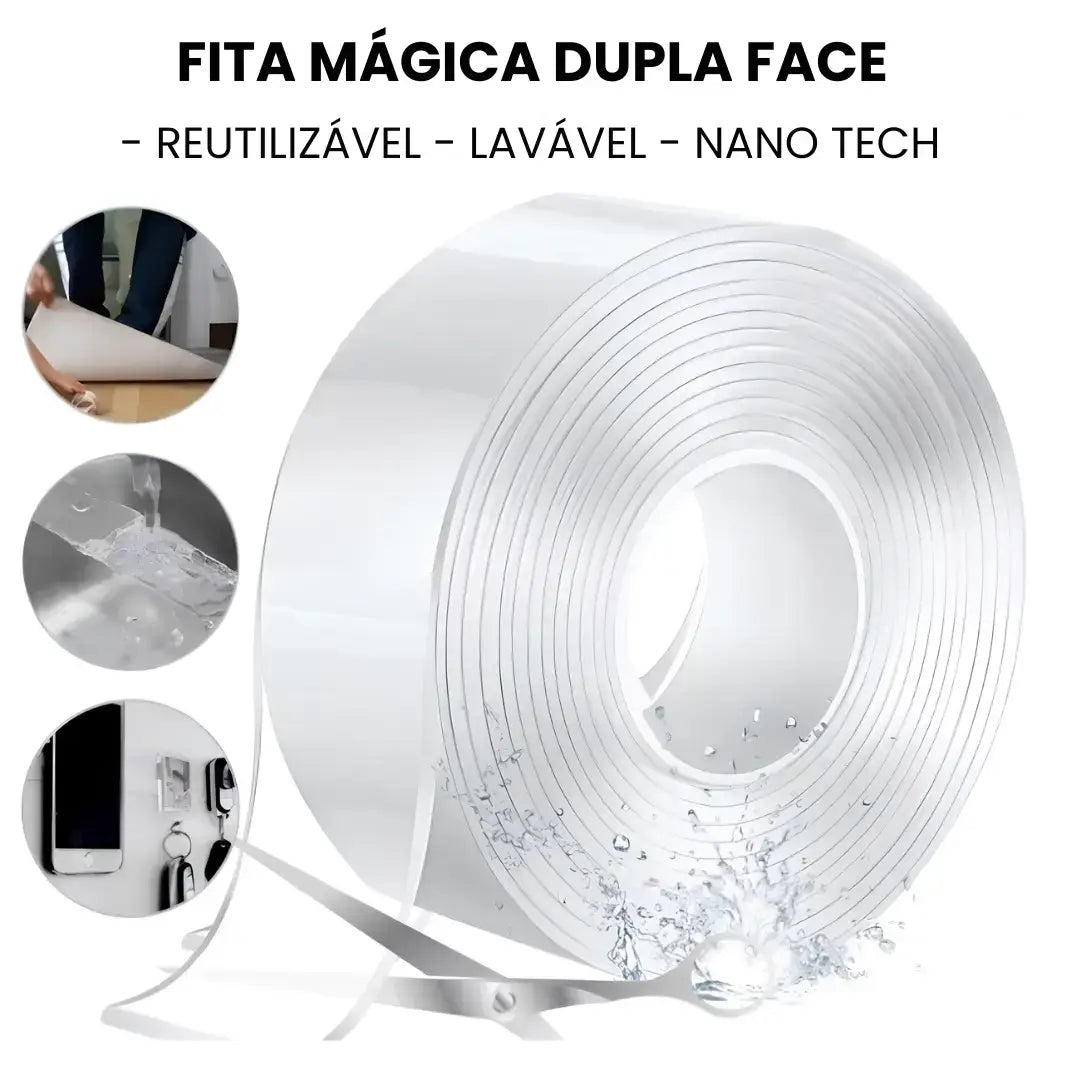 Fita Adesiva Dupla Face Extra Forte Transparente NanoGel