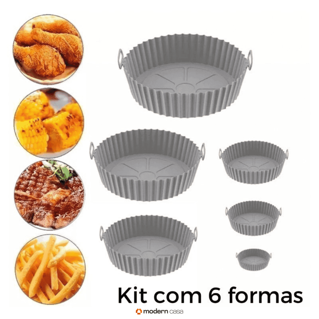 Kit 6 Formas Airfryer Silicone Antiaderente