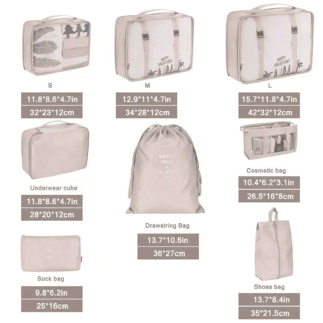 Kit Bolsas Organizadoras Para Mala de Viagem - Compre 5 Leve 7