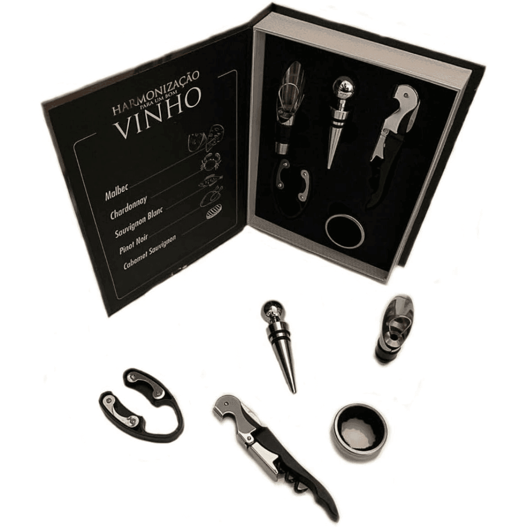 Abridor de Vinhos Kit em Formato de Livro