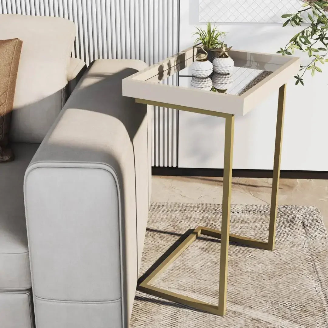 Mesa de Apoio Lateral Sofá Com Espelho