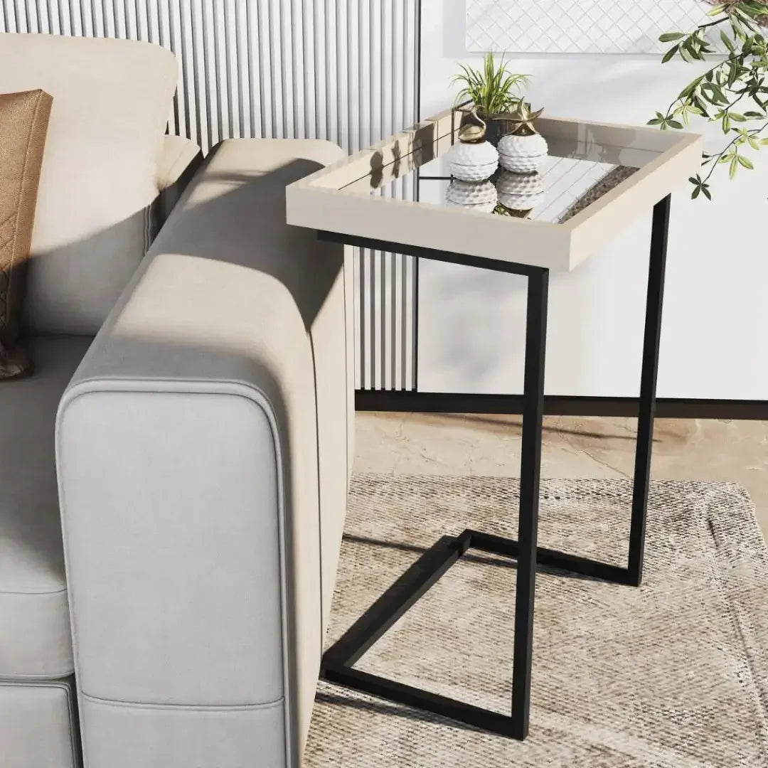 Mesa de Apoio Lateral Sofá Com Espelho