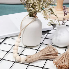 Pingente de Madeira Natural com Guirlanda de Juta