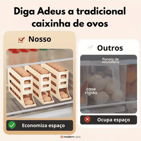 Organizador Porta-Ovos com Rolagem Automática