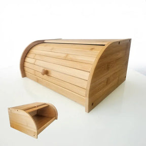 Porta Pão em Bambu Com Tampa Retrátil