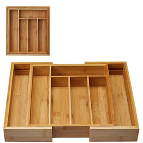 Porta Talheres em Bambu Extensível