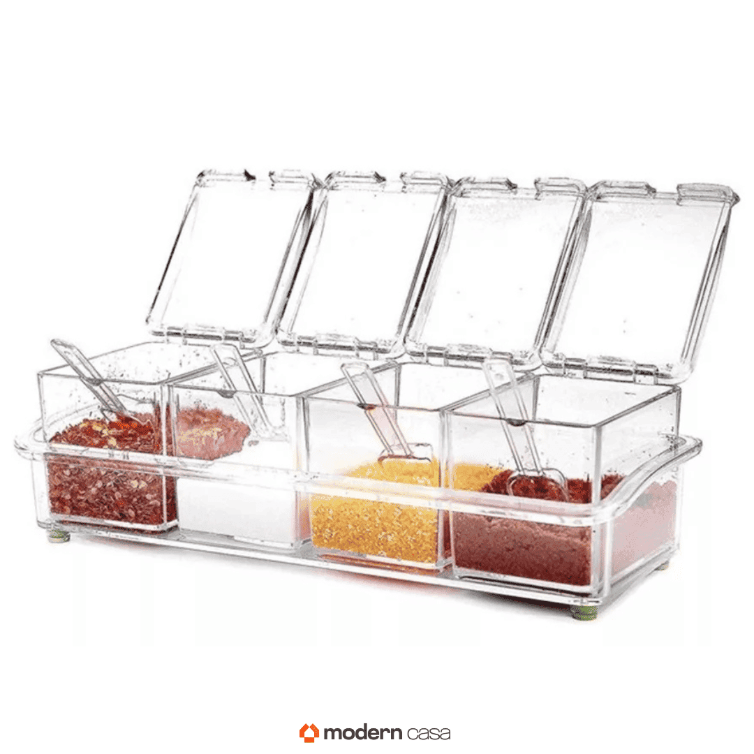 Porta Temperos e Condimentos Acrílico 4 Potes Organizadores