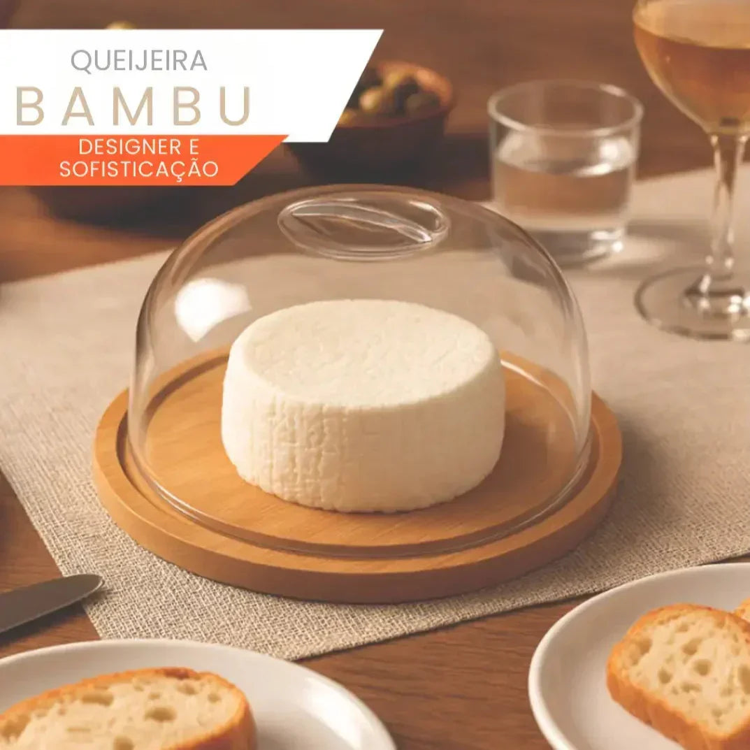 Queijeira de Bambu Com Tampa