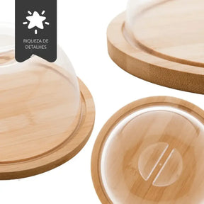 Queijeira de Bambu Com Tampa