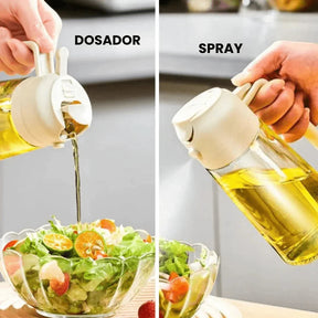 Porta Azeite de Vidro 2 em 1 Spray e Borrifador