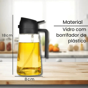 Porta Azeite de Vidro 2 em 1 Spray e Borrifador