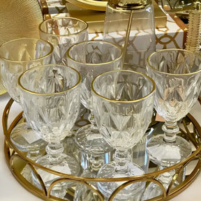 Taças de Vidro com Borda Dourada Diamond Jogo de 6 Peças