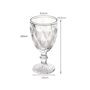 Taças de Vidro com Borda Dourada Diamond Jogo de 6 Peças