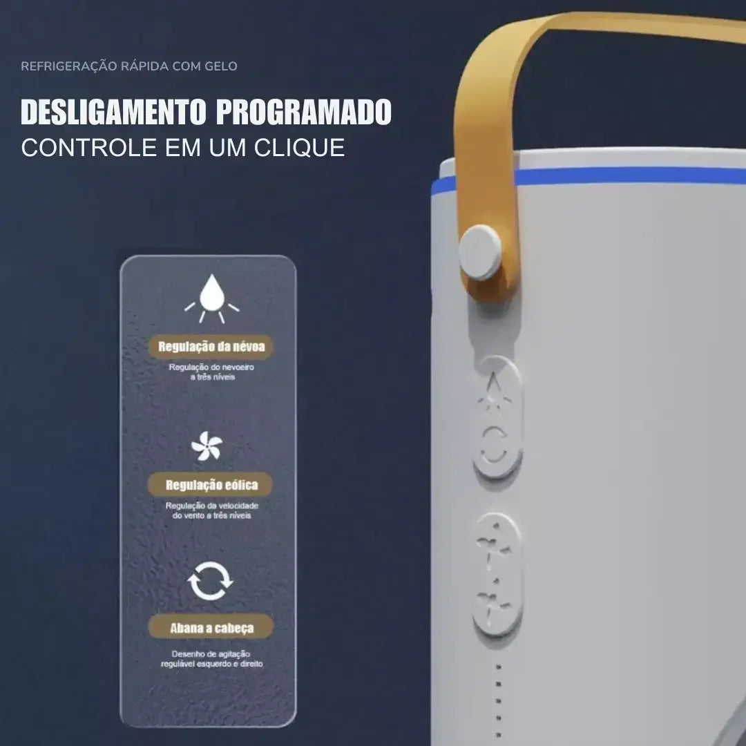 Umidificador Climatizador Portátil com Led 3 em 1